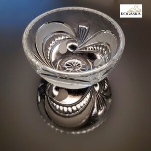 6" Rogaska Swirl & Dot RGS24 Lead Crystal Art Glass Bowl
